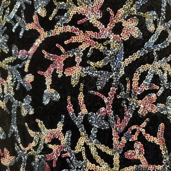 NWT Tahari Black Velvet Sequin Embroidered Knee Length Skirt Sz 10 Ornate Dressy - Picture 6 of 13